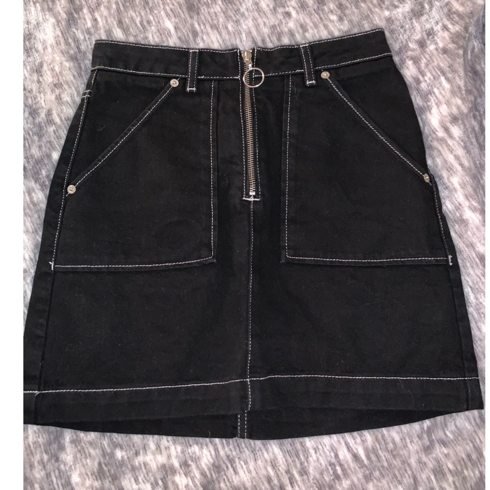 Black Topshop MOTO denim mini skirt